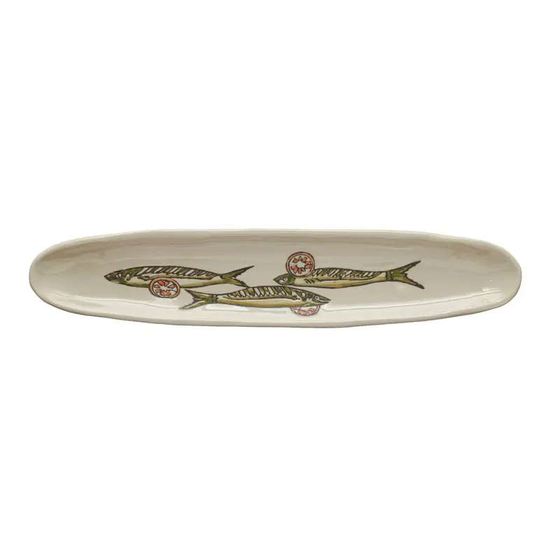Stoneware Cracker/Olive Dish - Sardines