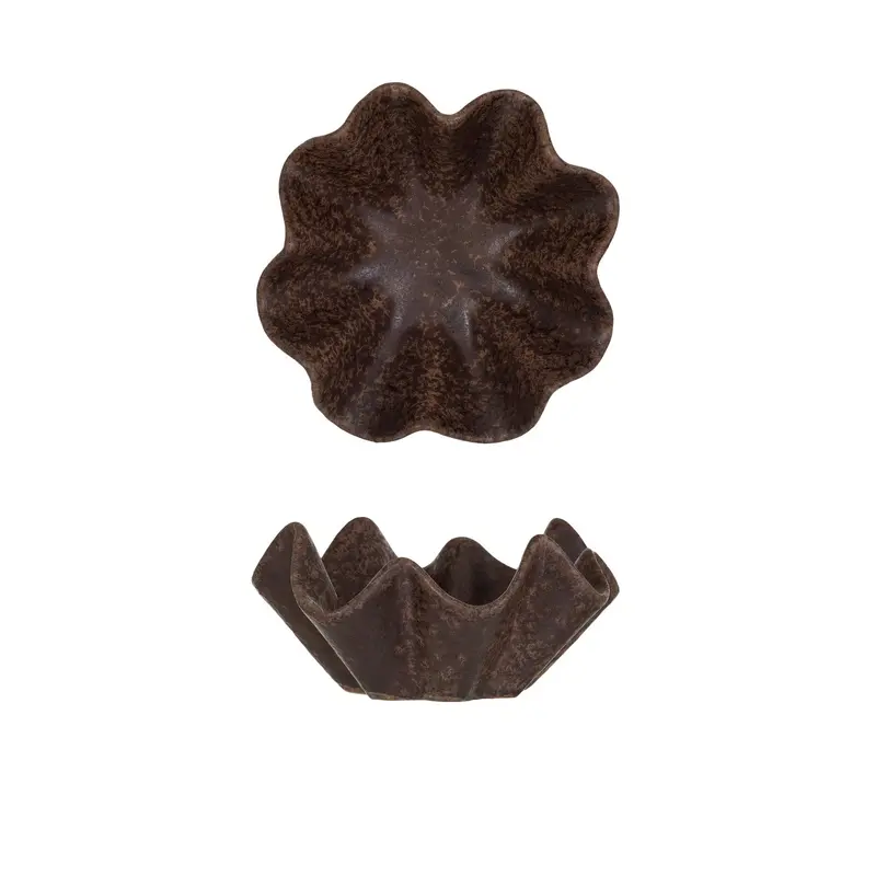 Stoneware Pleated Dish - Brown