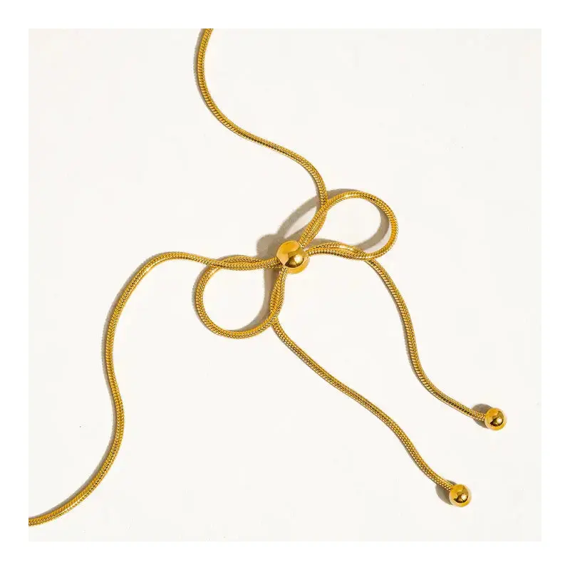18K Bow Chain Necklace - Gold