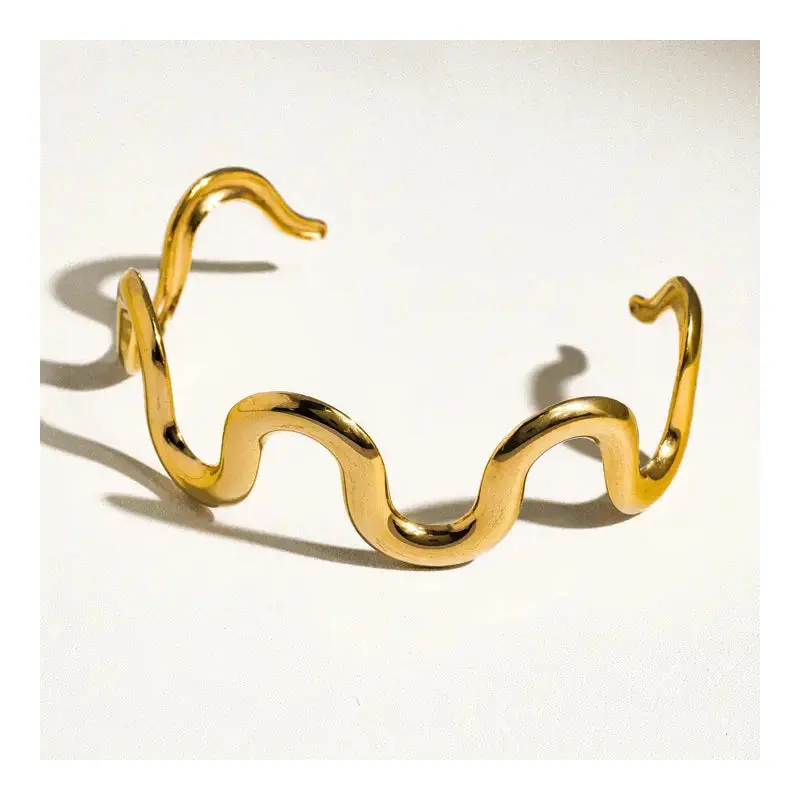 18K Non-Tarnish Wavy Statement Bracelet