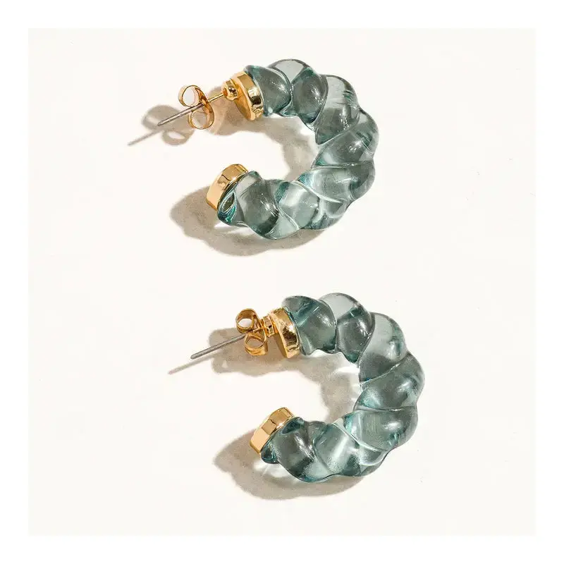 Ruby Braided C-Hoop Earring - Blue