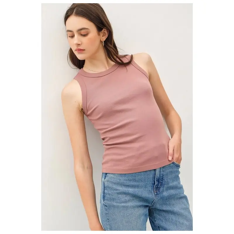 Round Neck Basic Tank - Marsala