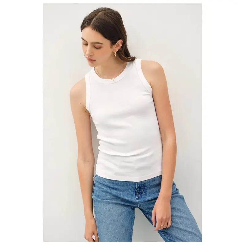 Round Neck Basic Tank - White
