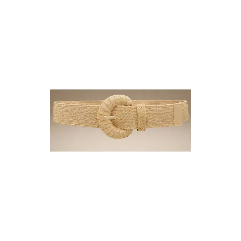Wrapped Half Moon Straw Belt - Tan