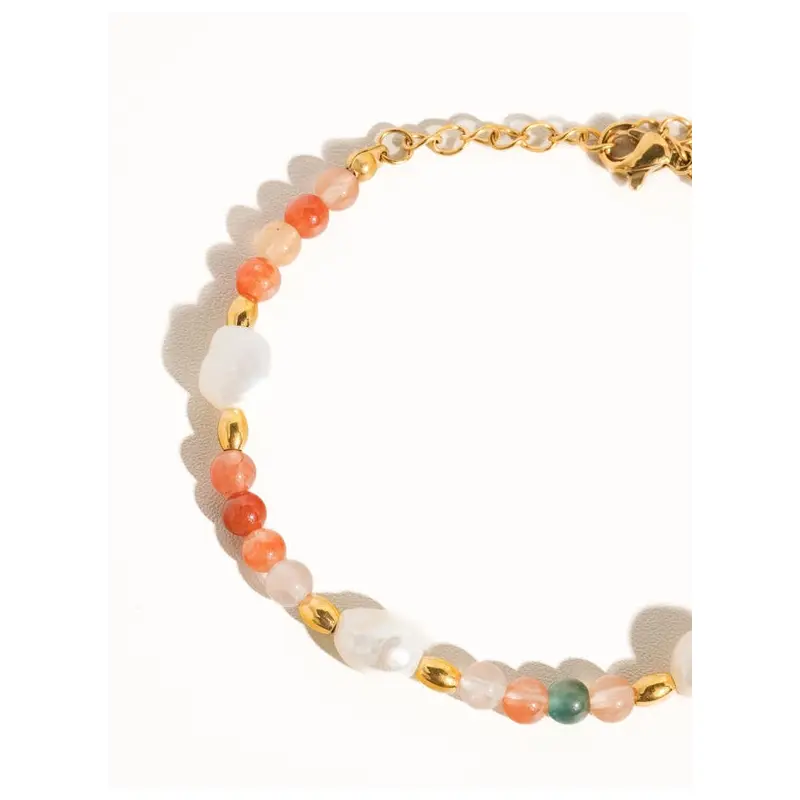 18K Bohemian Handmade Stone and Bead Bracelet - Jolin-Rose