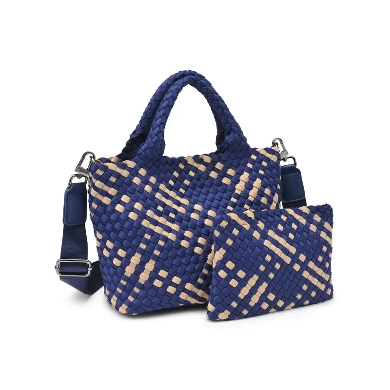 Sol and Selene: Sky's The Limit - Small Woven Neoprene Crossbody - Navy Nude