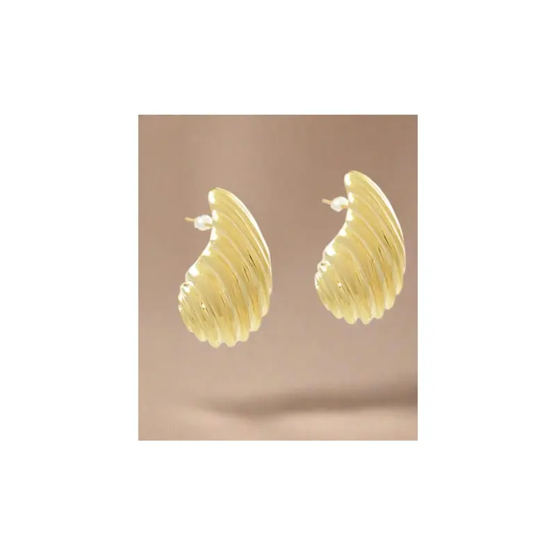 Swirl Textured Teardrop Earring - Gold