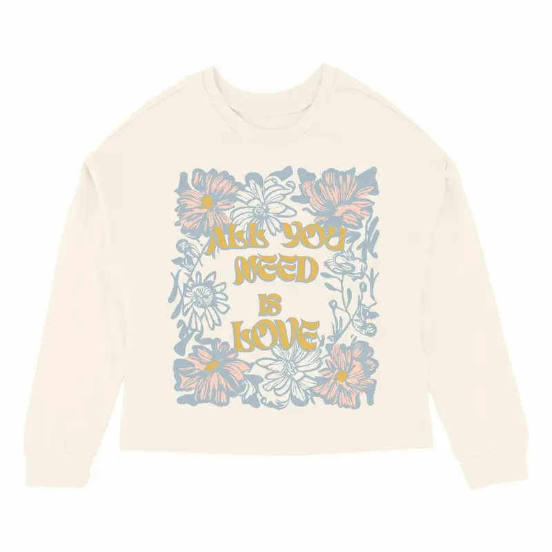 All You Need is Love Oversized Long Sleeve Tee - Natural