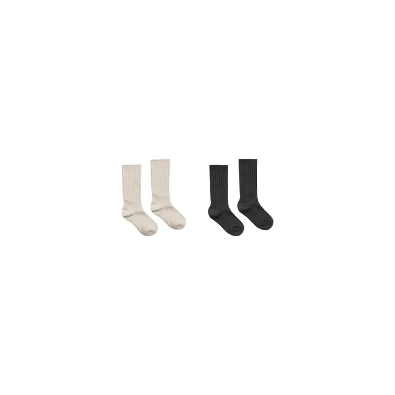 Rylee + Cru - Ribbed Socks - Stone + Black