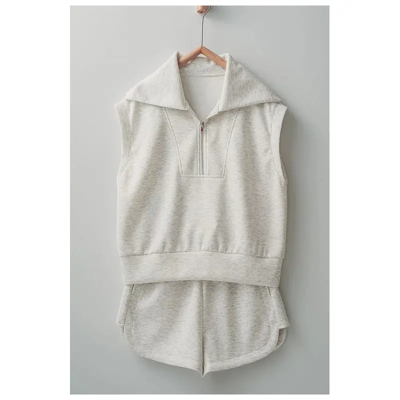 Triumph Set - Quarter Zip + Sweat Shorts - Grey Melange