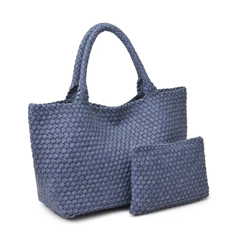 Sky's The Limit - Large Woven Neoprene Tote - Dark Denim