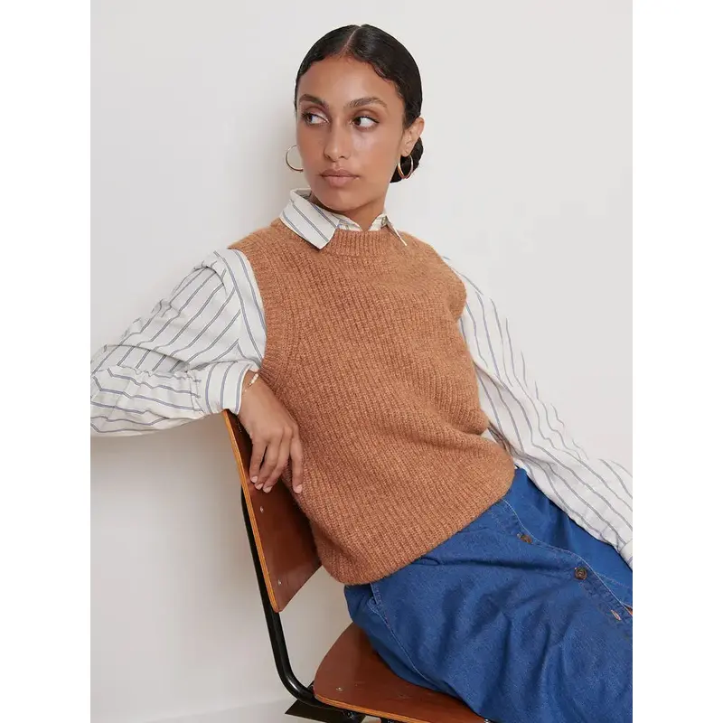 Sleeveless Sweater - Tiny - Camel