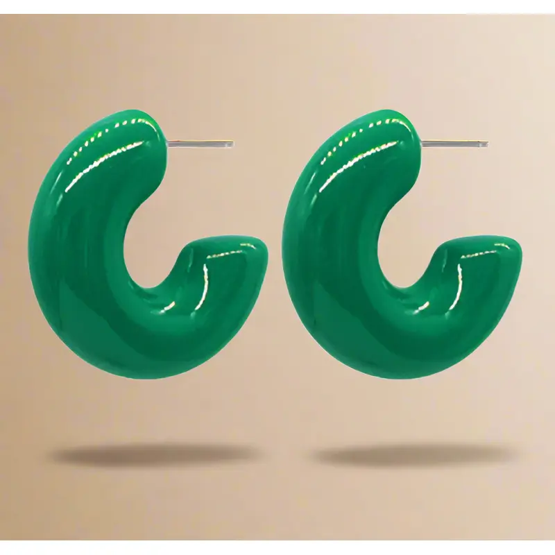 30mm Color Coated Chunky Hoops - Olive