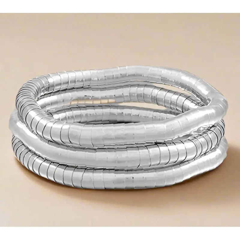 Slinky Chain Bracelet Set - Rhodium