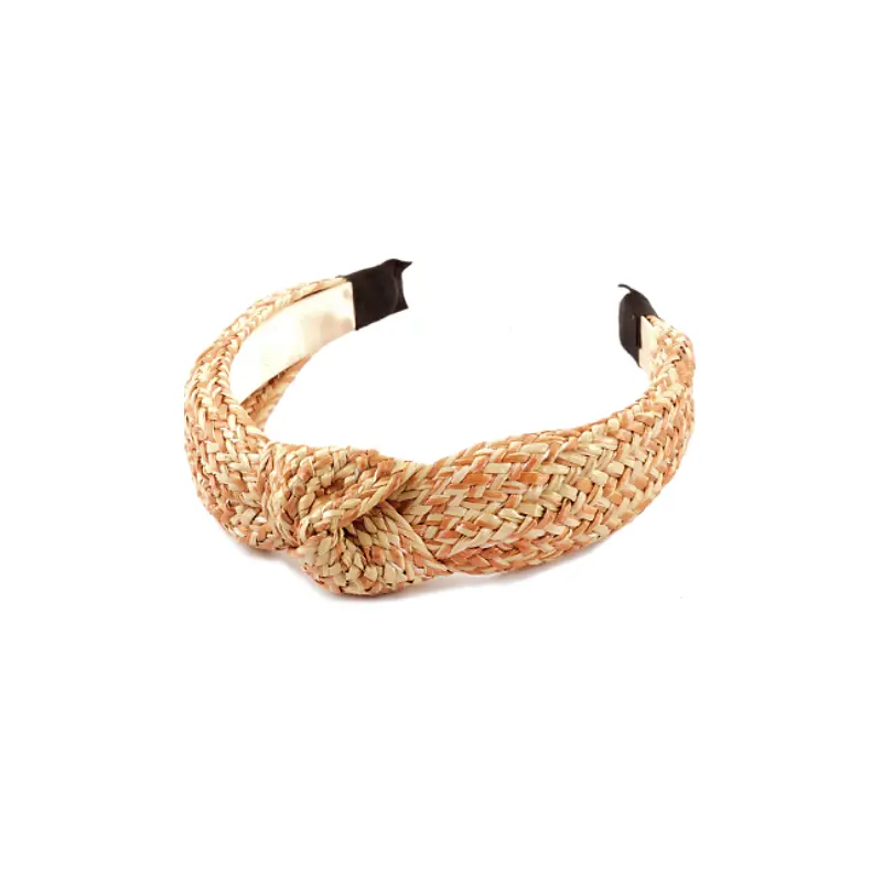 Two Tone Knotted Rattan Headband - Beige