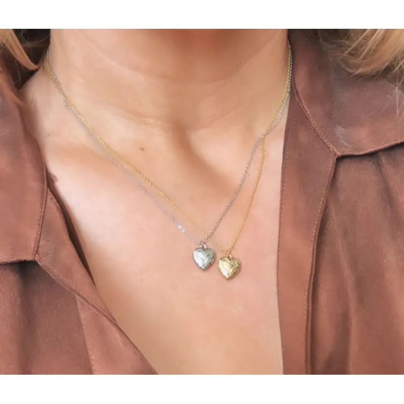 Vintage Tiny Heart Locket Necklace - Gold Dipped