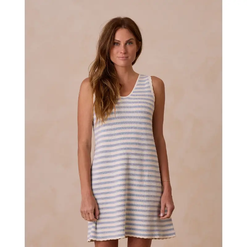 Rylee + Cru - Women's Crochet Tank Mini Dress - Blue Stripe