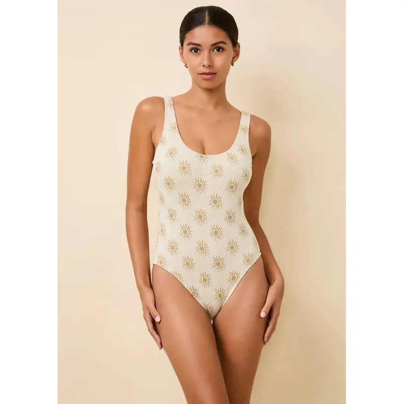 The Luela Jacquard One Piece - Brule Crinkle Sun