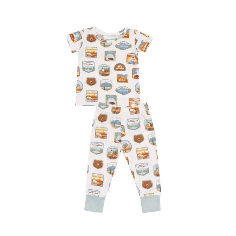 Short Sleeve Loungewear Set - National Park Patches