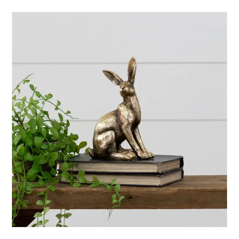 Sitting Brass Tone Rabbit