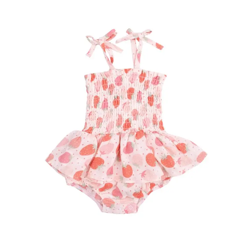 Smocked Bubble with Skirt - Strawberry Bliss