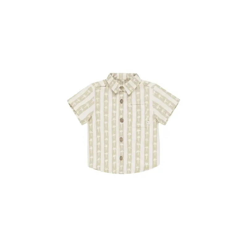Rylee + Cru - Collared Short Sleeve Shirt - Palm Stripe