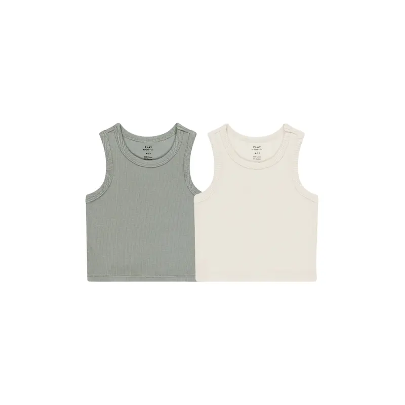 Rylee + Cru - Ribbed Tank Set - Natural, Eucalyptus