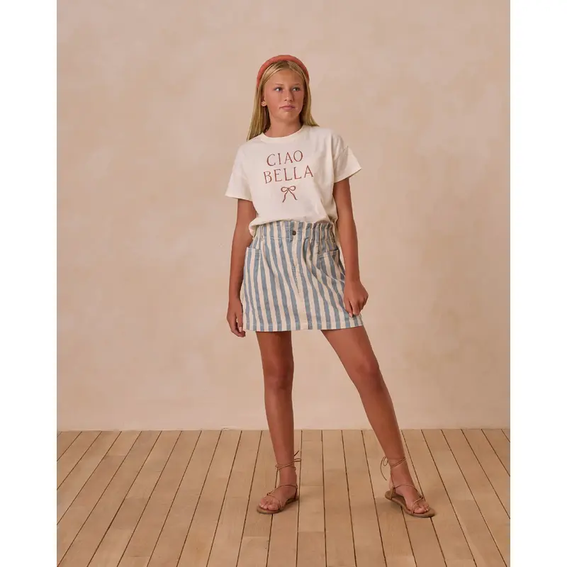 Rylee + Cru - Tween Denim Mini Skirt - Ocean Stripe