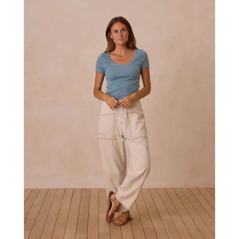 Rylee + Cru - Women's Pointelle Tee - Ocean