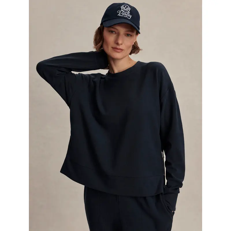 Varley - Horton Side Zip Active Sweat - Navy Marl