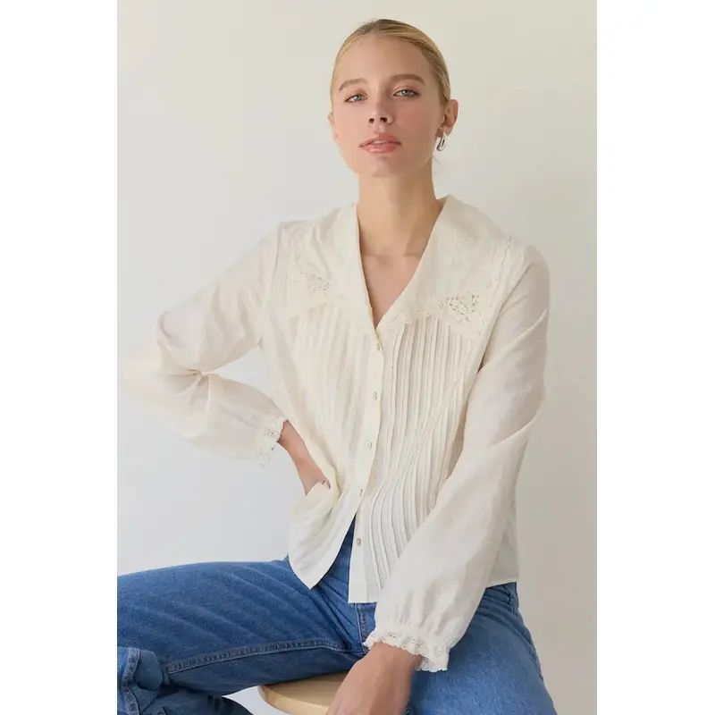 Sailor Pintuck Blouse - Cream