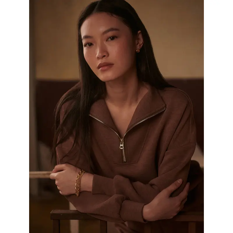 Varley - Hawley Half Zip Sweat - Golden Bronze Marl